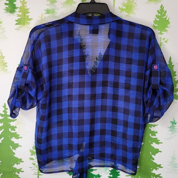 Bobeau Sheer Plaid Shirt - Picture 2 of 4